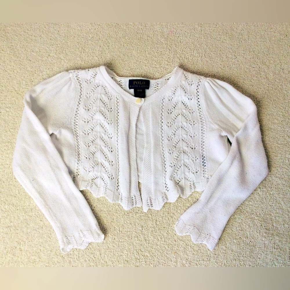 Polo Ralph Lauren Girls' Pointelle-Knit Cotton Shrug size 4T